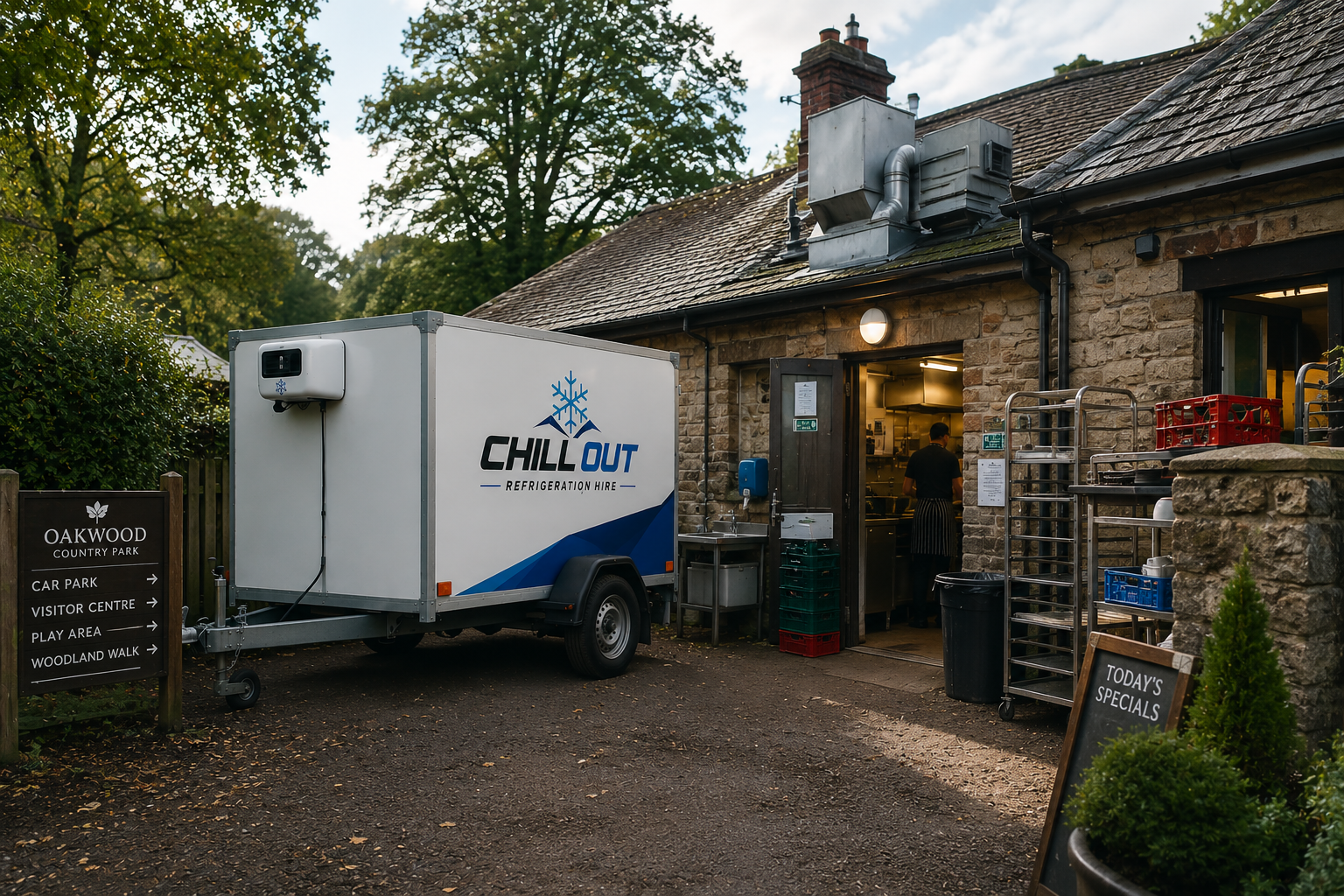 Chill Out refrigerated trailer parked at a country park kitchen